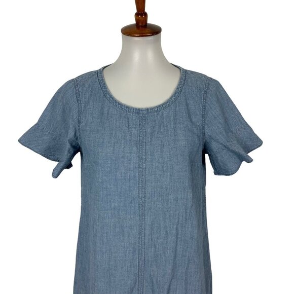 Madewell Mini Dress Small Blue Casual Cotton Short Sleeve Pockets Summer - Picture 2 of 6